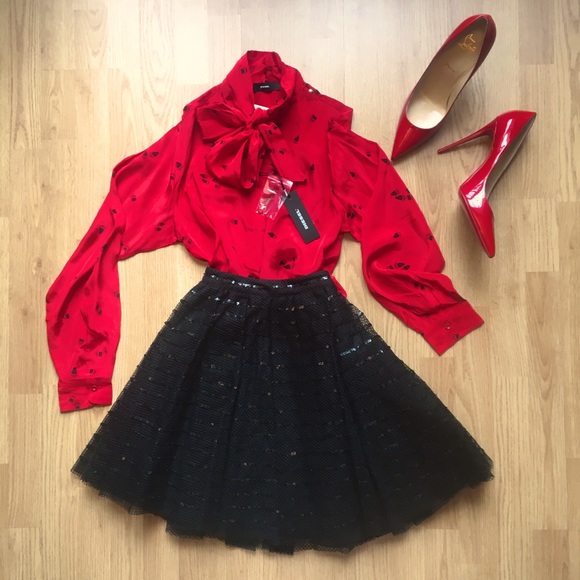 Diesel Tops - NWT Diesel Pussybow blouse in warewolf paw print